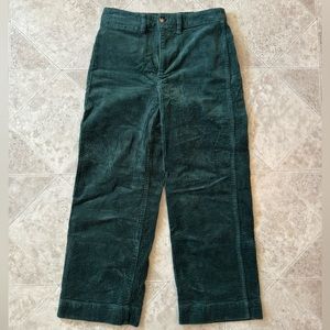 Madewell Green Corduroy Slim Emmet Wide-Leg Crop Pants